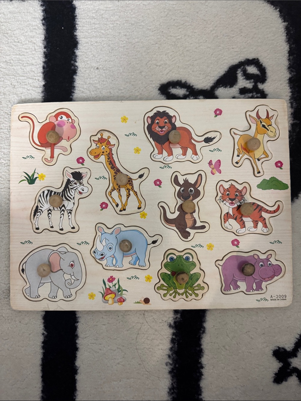 Wooden Animal Knob Puzzle - Multi Color Kids Toy